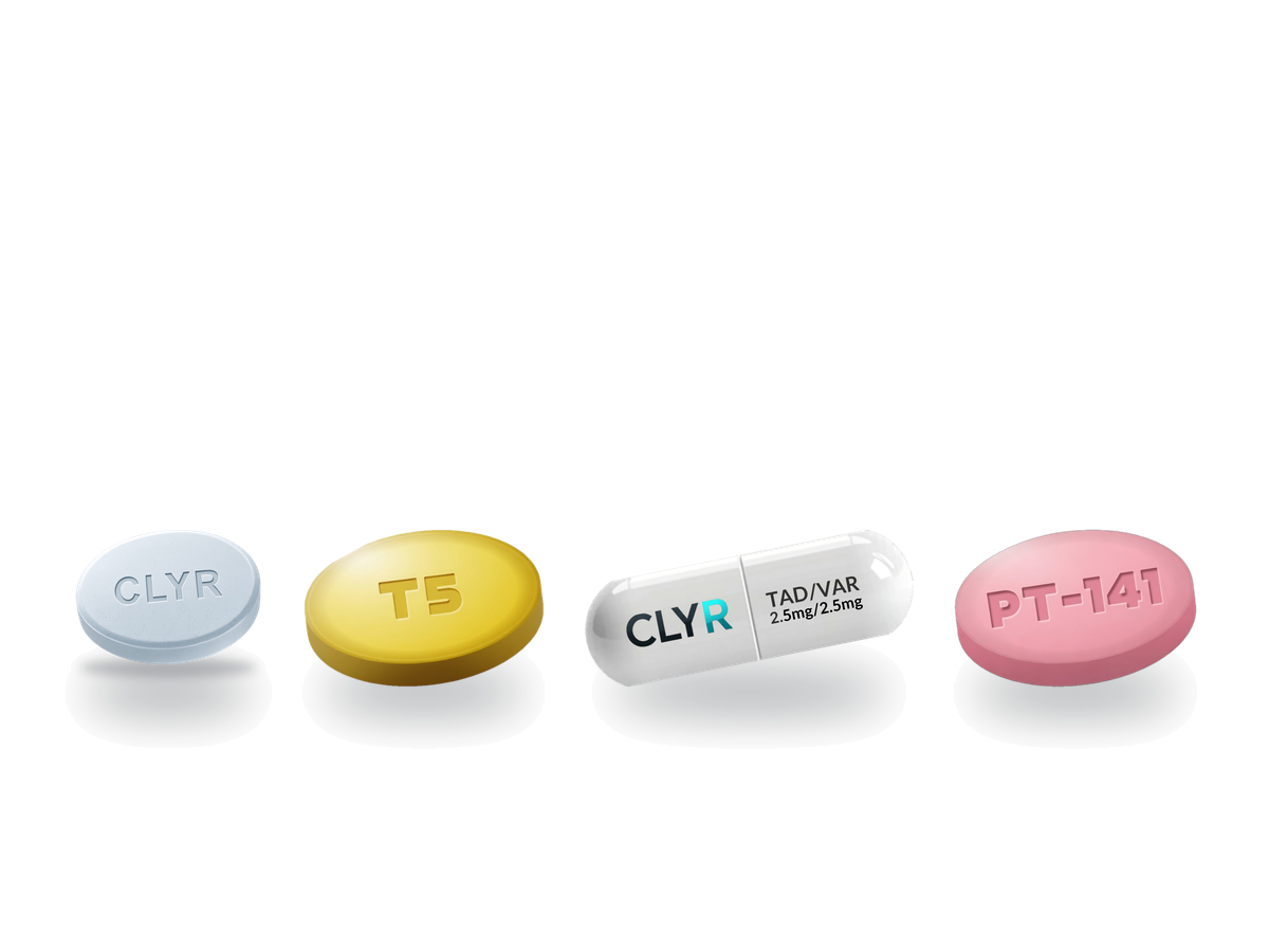 CLYR Tempo, PT-141, tadalafil 5mg and tadalafil vardenafil